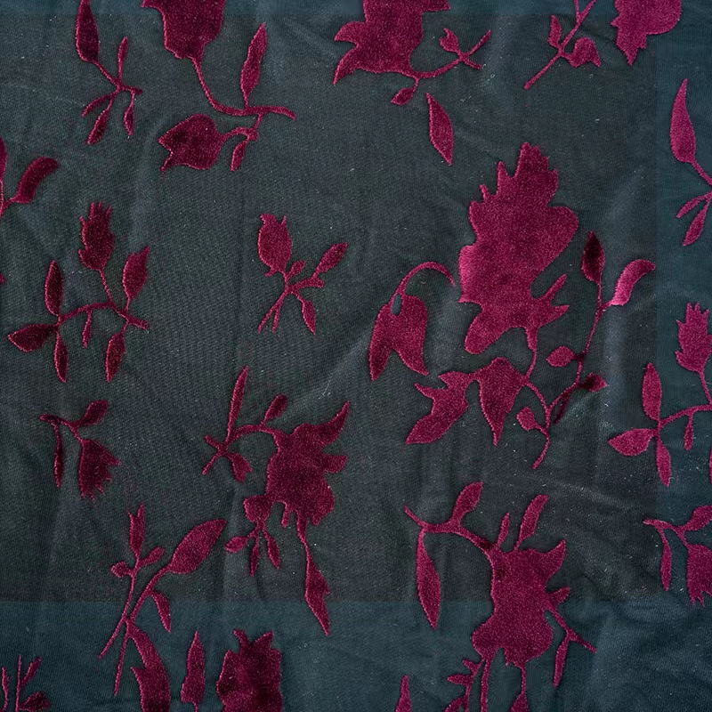  floral design velvet burnout fabric