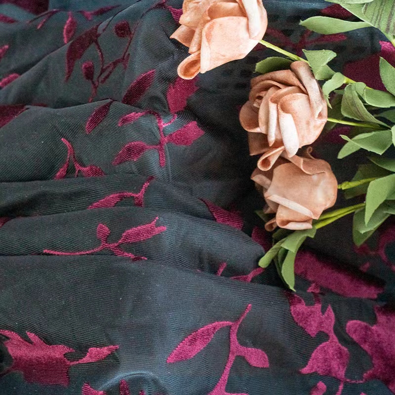  floral design velvet burnout fabric