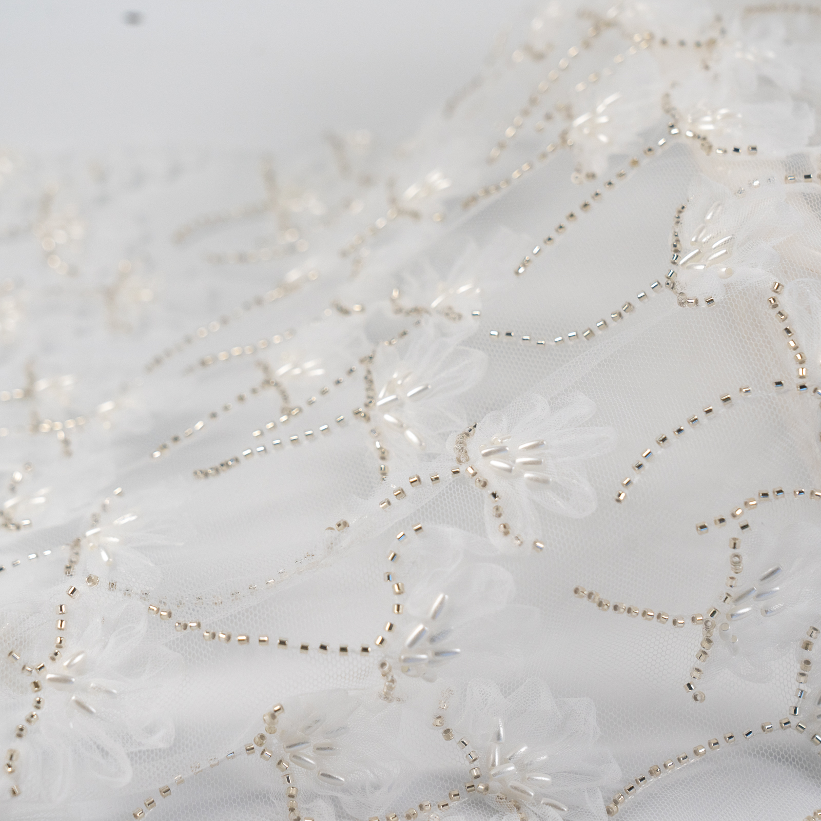 Sequin beaded embroidery tulle fabric