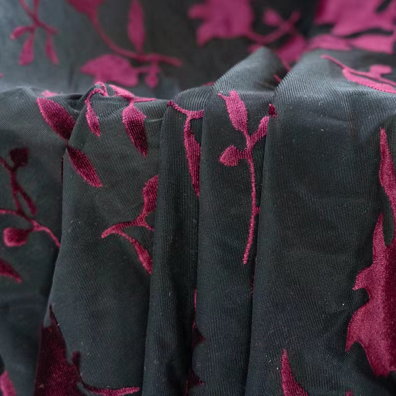  floral design velvet burnout fabric