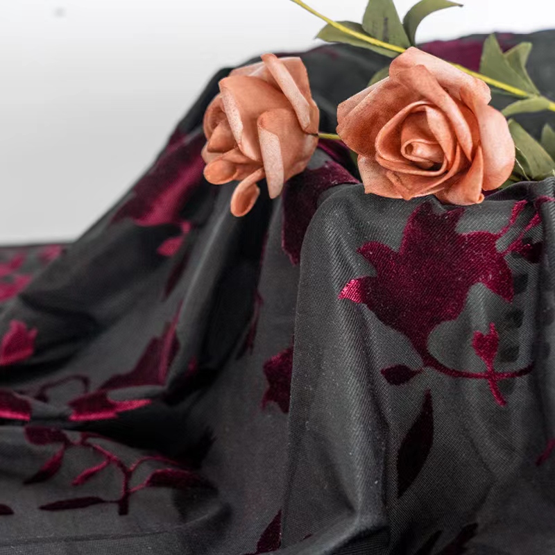  floral design velvet burnout fabric