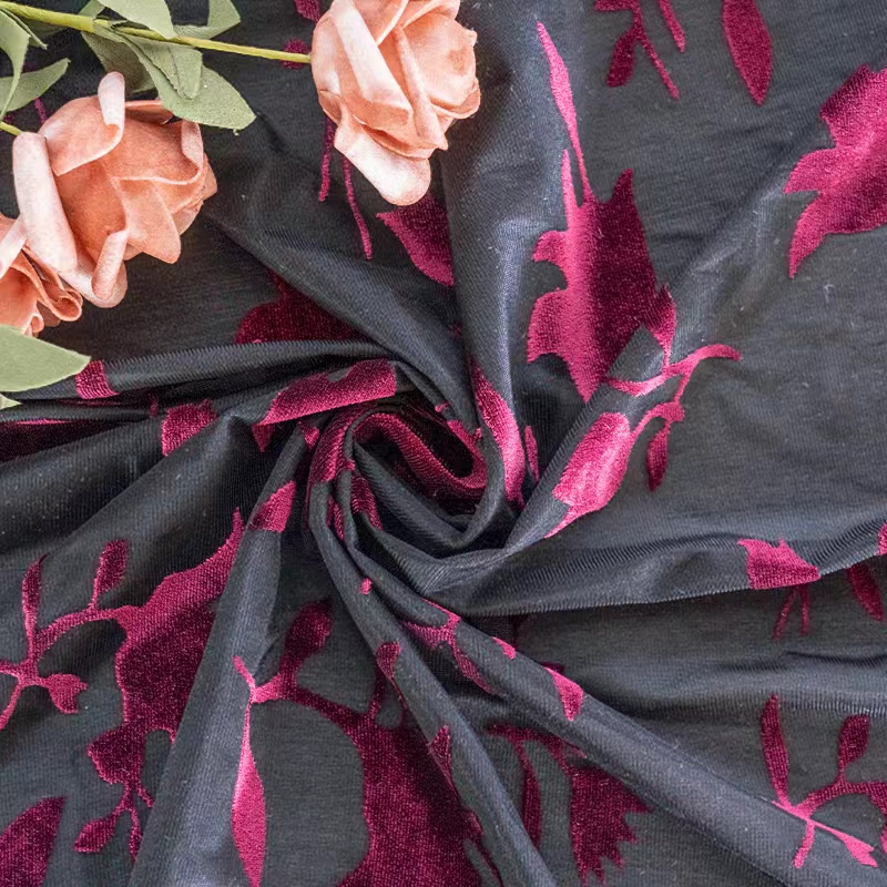  floral design velvet burnout fabric